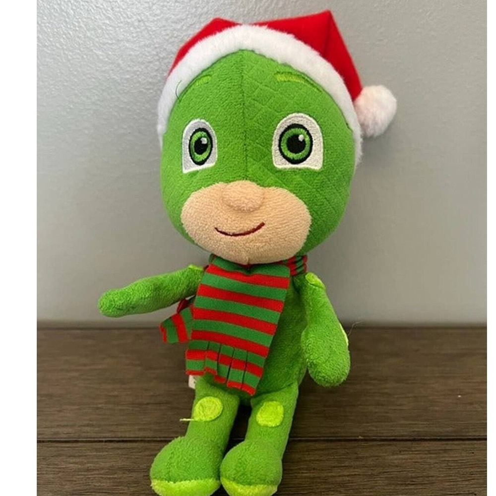 PJ Masks Gekko Christmas Plush Santa Hat Scarf Just Play Holiday Stuffed Toy